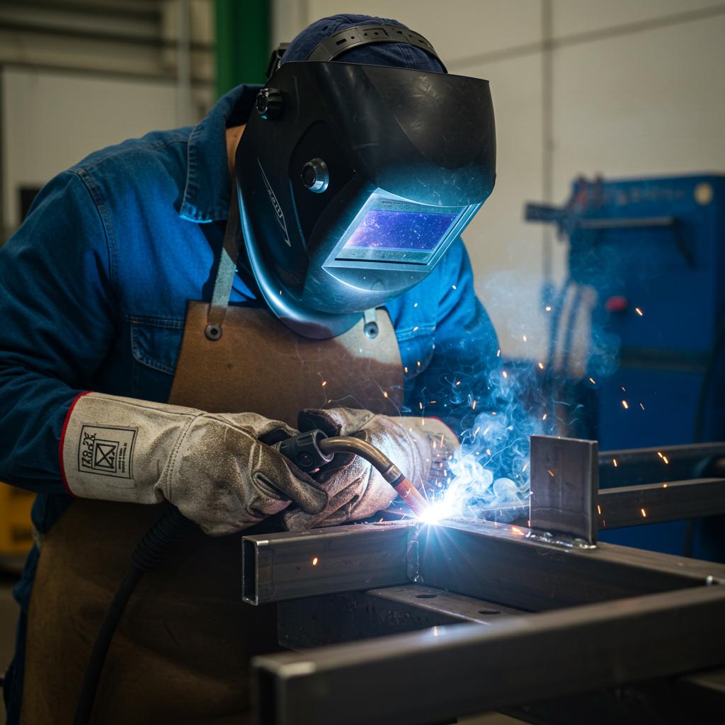 Soldador qualificado realizando solda MIG/MAG