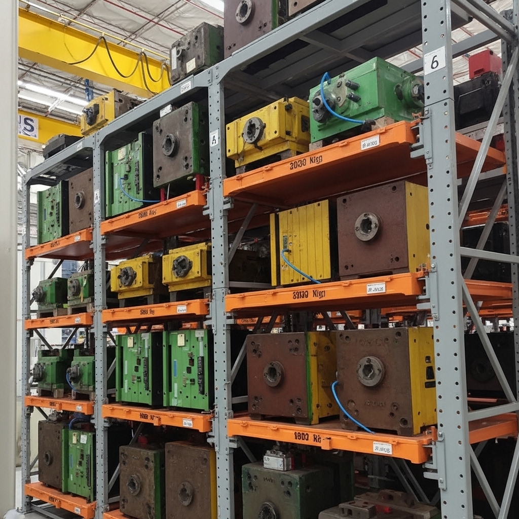 Prateleira deslizante para cargas pesadas como moldes e matrizes