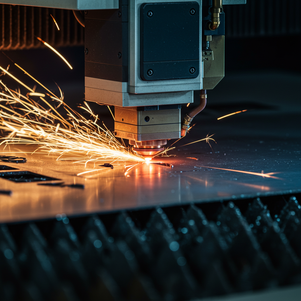 Máquina de corte a laser CNC em operação